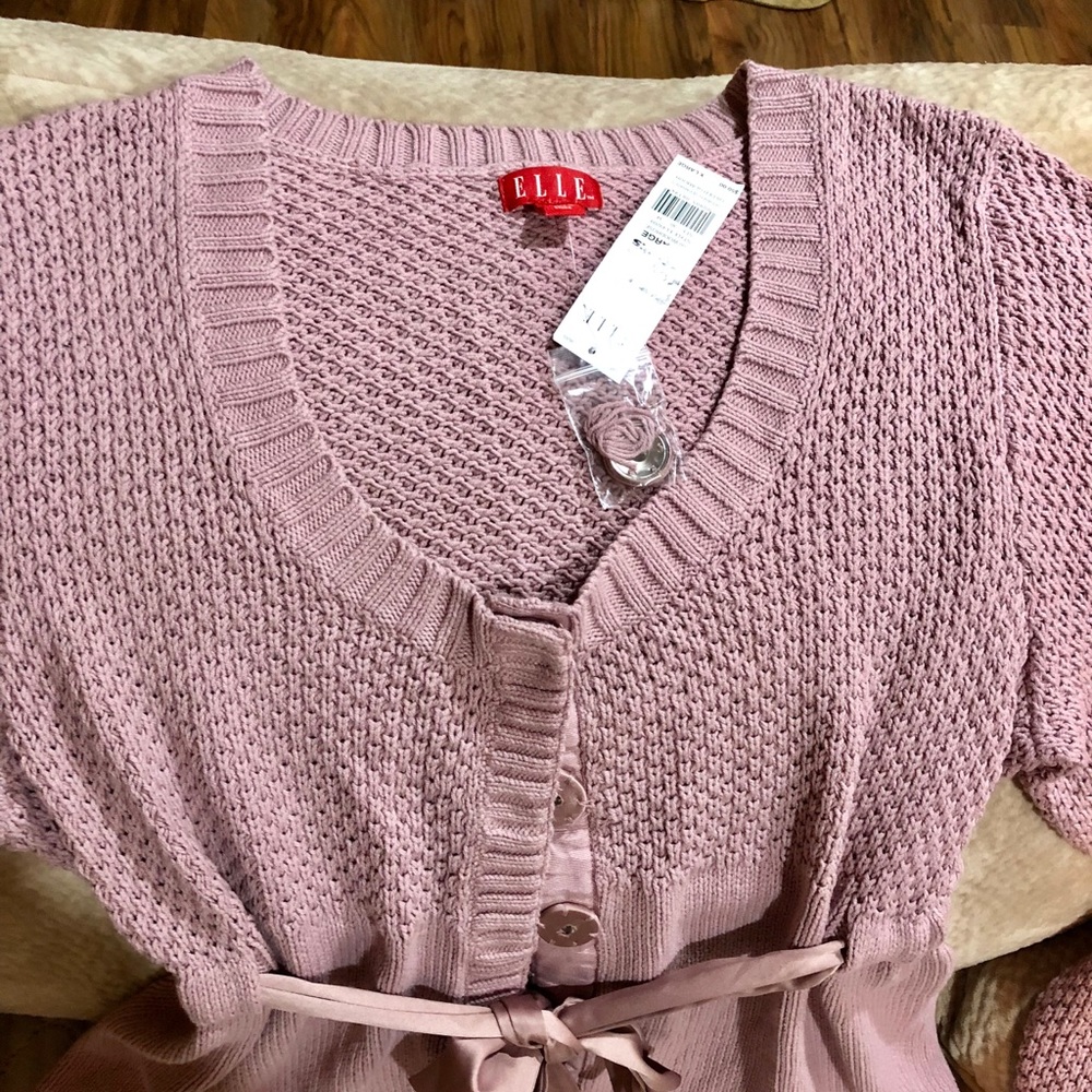 ELLE New w/tag Mauve Cardigan Sweater XL - Picture 2 of 3